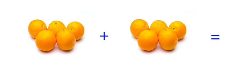 suma simple matemática, suma de naranjas, cálculo matemático sencillo