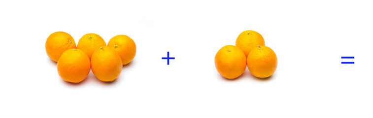 suma simple matemática, suma de naranjas, cálculo matemático sencillo