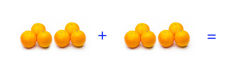 suma simple matemática, suma de naranjas, cálculo matemático sencillo