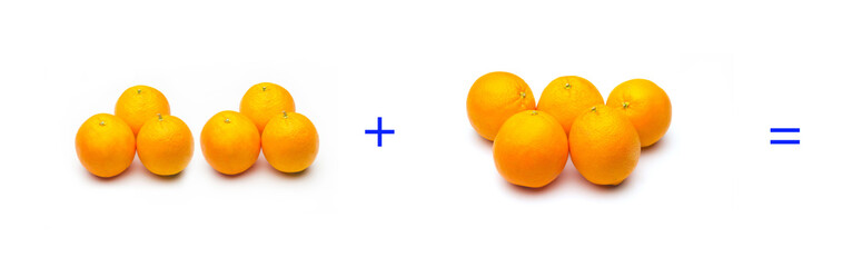 suma simple matemática, suma de naranjas, cálculo matemático sencillo