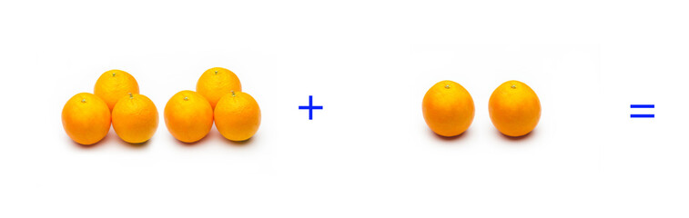 suma simple matemática, suma de naranjas, cálculo matemático sencillo
