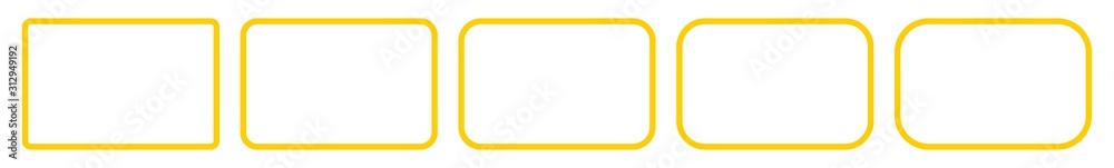 Wall mural rectangle icon yellow | rounded rectangles | blank box symbol | empty frame logo | button sign | iso