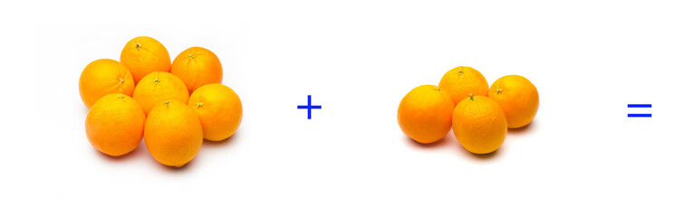 suma simple matemática, suma de naranjas, cálculo matemático sencillo