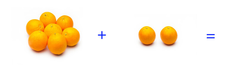 suma simple matemática, suma de naranjas, cálculo matemático sencillo