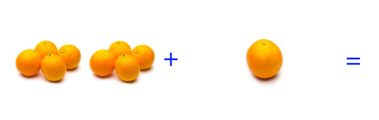 suma simple matemática, suma de naranjas, cálculo matemático sencillo
