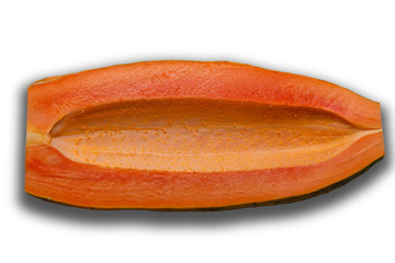 isolated slice non seed papaya