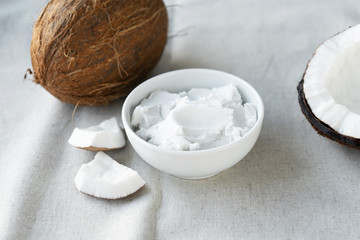 image of fresh coconut cream/ milk and coconuts