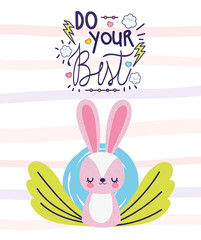 Fototapeta premium do your best cute rabbit flower decoration