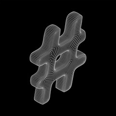 Hashtag icon. Concept of social media, micro blogging PR and popularity. Wireframe low poly mesh vector illustration