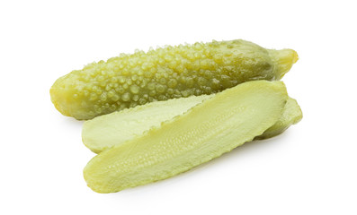  marinated pickled cucumbers isolated on white