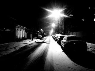 traffic in the city at night