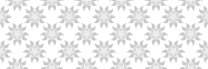 Fototapeta na wymiar Floral seamless pattern. Gray design on white background