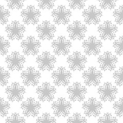 Seamless gray floral pattern. White background