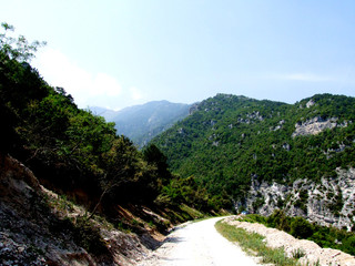 Fototapeta na wymiar Road to Meteora Greece with mountains