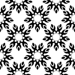 Fototapeta na wymiar Seamless background with floral black and white monochrome decorative pattern