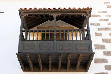 Traditional wooden balcony in Fuerteventura, Canary Islands, Spain