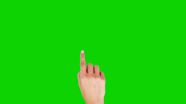 Female hand. Set of 11 hand gestures showing the uses of computer touchscreen, tablet or trackpad. Green Screen. Technology. More options in my portfolio. 