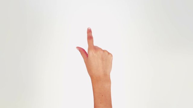 Female hand. Set of 5 hand gestures showing the uses of computer touchscreen, tablet or trackpad. Technology. Alpha matte. More options in my portfolio. 