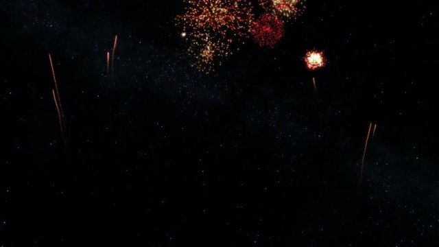 Bonne Annee. Background with fireworks and New Year greeting. French version. Holiday background. 