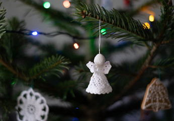 Christmas Tree Hanging Decorations Closeup