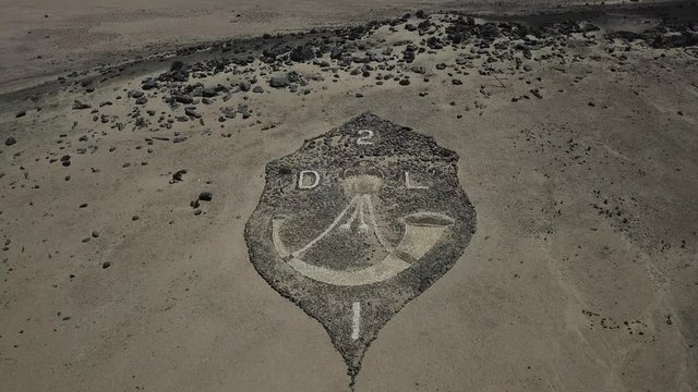 4K aerial drone video of Regimental Badges National Monument, made by soldiers of Second Durban Light Infantry and Transvaal Scottish Regiment during WW1 in German South-West Africa, presently Namibia