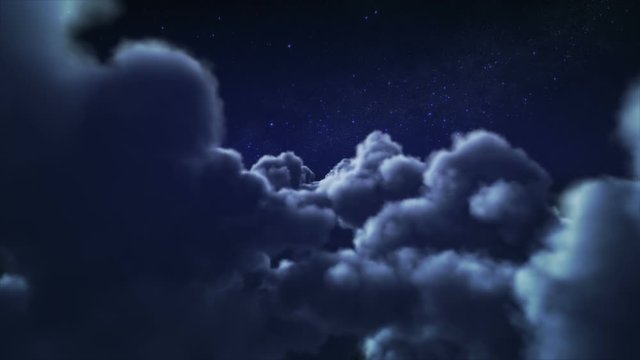 Flying through fluffy clouds at night. Loopable. More options in my portfolio.  