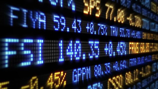 Stock Market Tickers. Loopable. Blue-Orange and Red-Green. 2 videos in 1 file. Digital animation of Stock Market prices passing by. More options in my portfolio.      