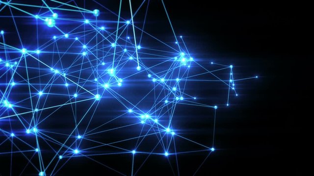 Network connections. Black background. Loopable. 3 colors in 1 file. Blue, purple and silver. Growing network. More options in my portfolio.       