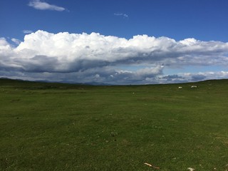 landscape with blue sky and clouds
