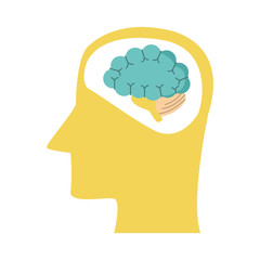 profile head with brain icon, colorful design