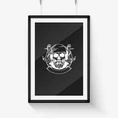Sketch pirate skull with anchor