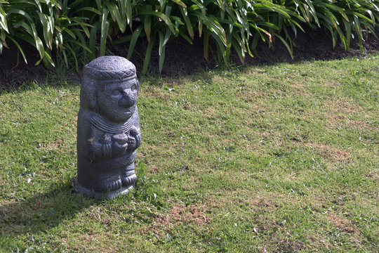 Ancient Colombian Sculpture Indigena in Garden