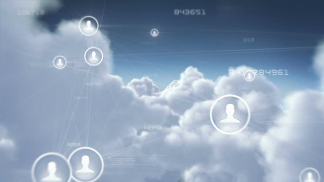 Flying through clouds with network connections. Loopable. Growing social networks. More options in my portfolio.     