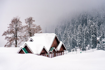 View of Gulmarg . One of the most famous moutain areas and ski resort in Kashmir , India