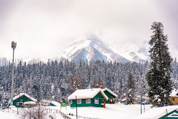 View of Gulmarg . One of the most famous moutain areas and ski resort in Kashmir , India