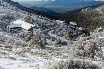 Navacerrada ski resort in Madrid, covered by snow