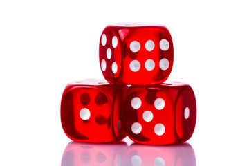 Three red dice