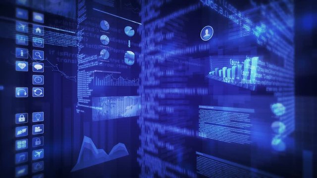 Financial data and growing charts. Cyan and blue. Loopable. 360. 2 videos in 1 file.  More options in my portfolio.