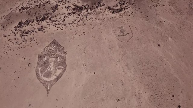 4K aerial drone video of Regimental Badges National Monument, made by soldiers of Second Durban Light Infantry and Transvaal Scottish Regiment during WW1 in German South-West Africa, presently Namibia