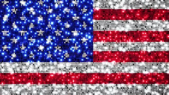 United States flag. Sequins. Zoom out.  Loopable from frame 300 to frame 599. More options in my portfolio.