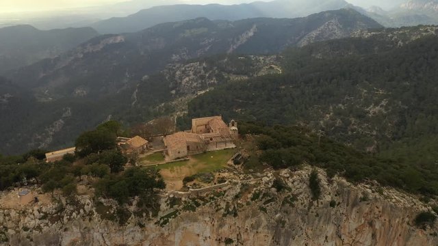 flight over the castle of Alaro, Majorca, Spain