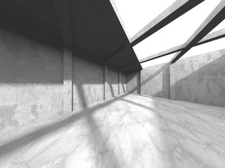 Dark concrete empty room. Modern architecture design