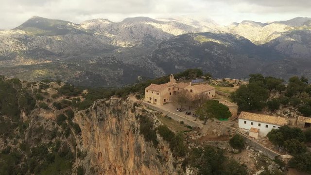 flight over the castle of Alaro, Majorca, Spain