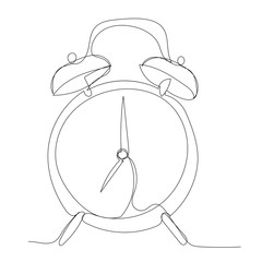 vector, isolated, continuous line drawing, alarm clock