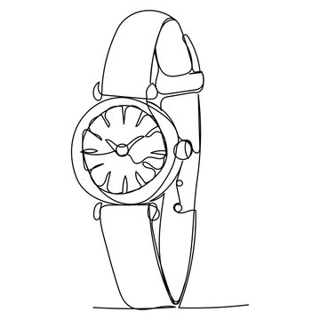 vector, isolated, single line drawing, wristwatch