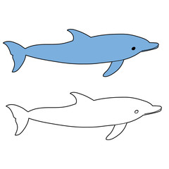 Obraz premium isolated, drawing dolphin, coloring book