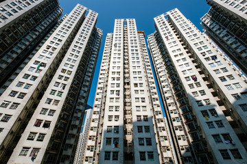 Fototapeta na wymiar residential building facade, real estate exterior, Hong Kong