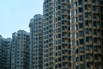 Fototapeta na wymiar residential building facade, real estate exterior, HongKong