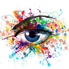 Color hand-drawn eye art illustration  - obrazy, fototapety, plakaty