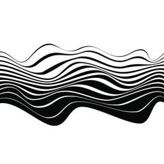 Black vector wavy shape. Design element for prints, posters, web pages, template, monochrome pattern and abstract background